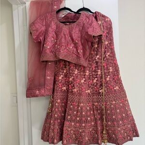 Embroidered Dusty Pink Lehenga Choli Set